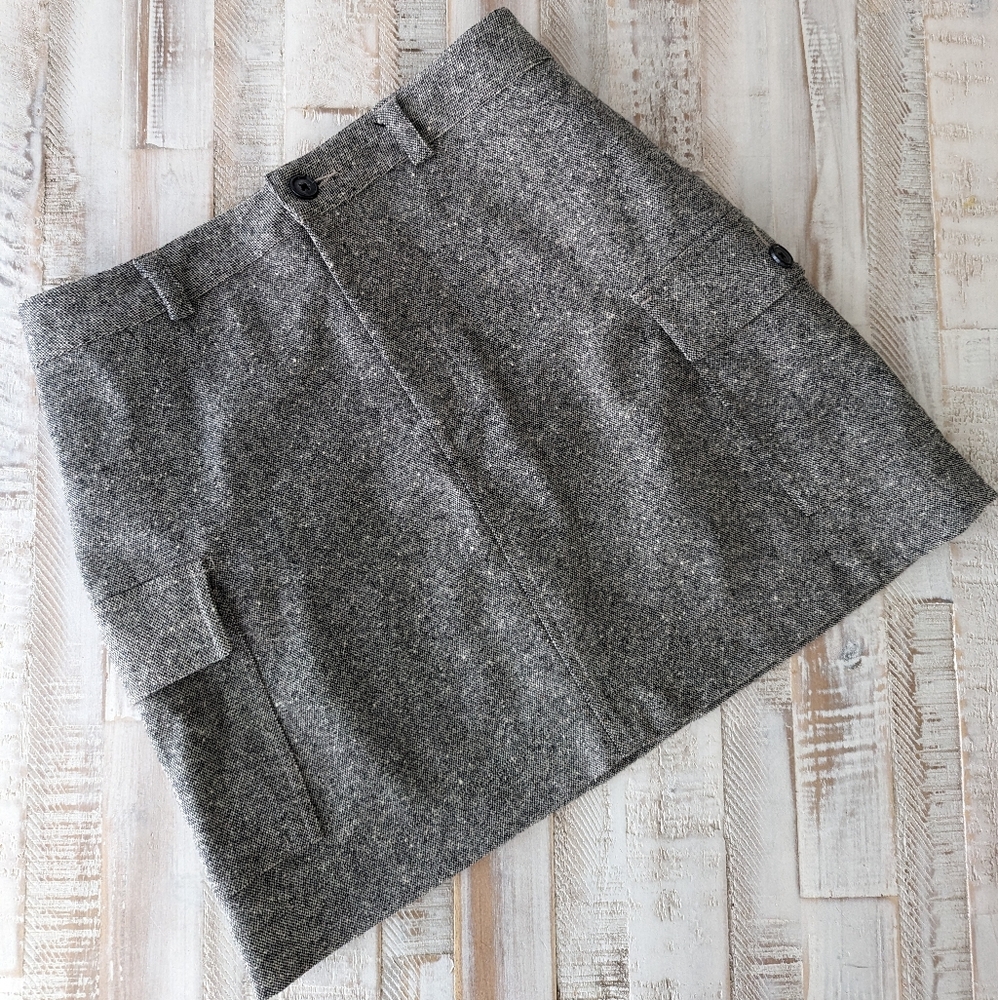 J.CREW Tweed Wool Mini Cargo Skirt, Size 6